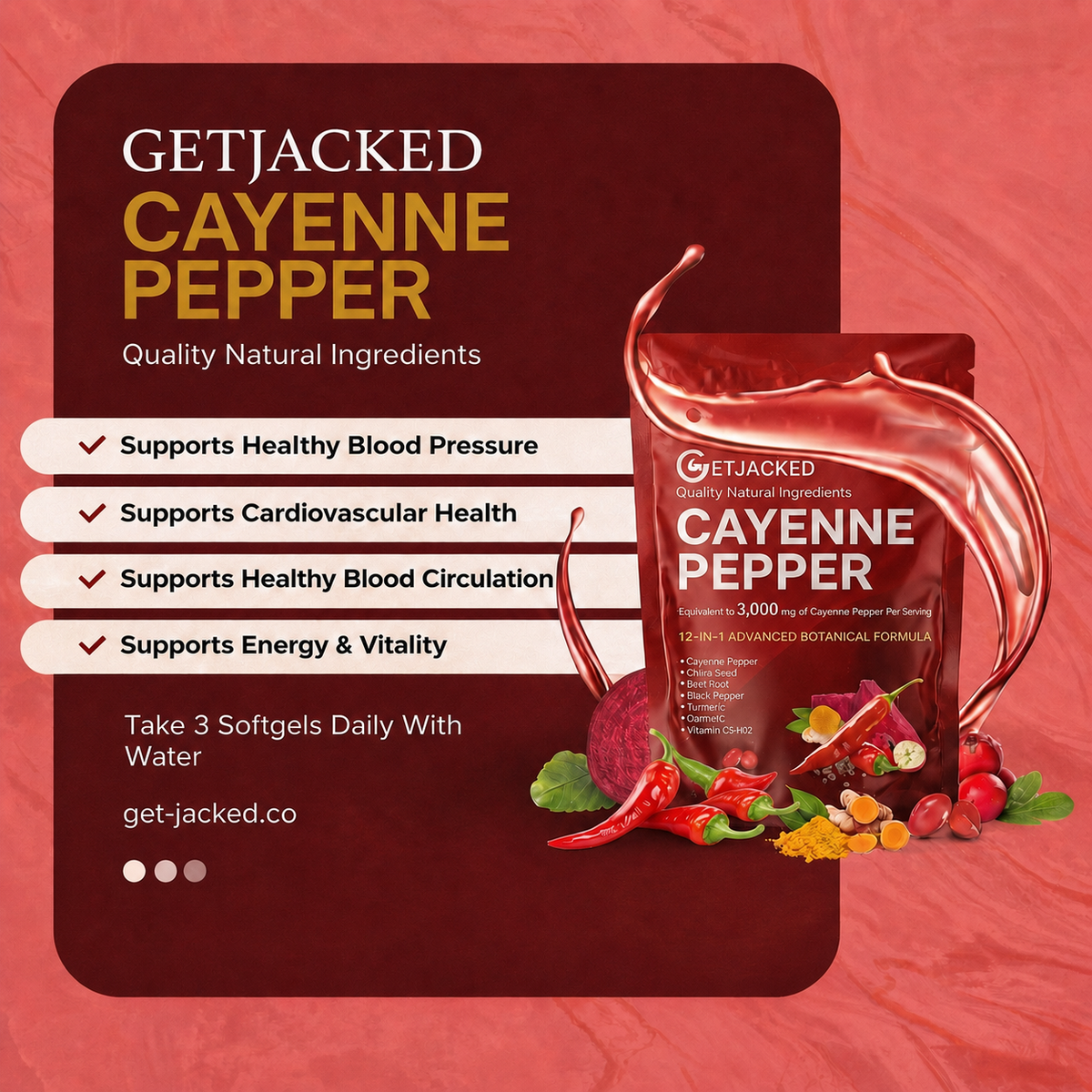 Support Vascular Function with GetJacked Cayenne Softgels 901