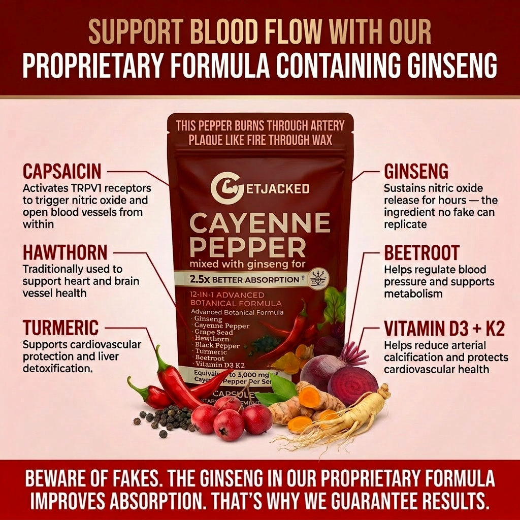 Unterstützen Sie die Gefäßfunktion mit GetJacked Cayenne Softgels